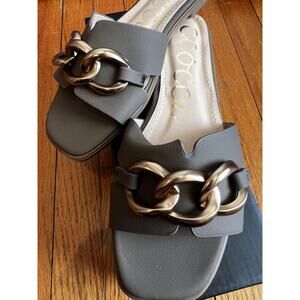 Ccocci Sandals Womens Size 7 Brown Baylor Chain Slide Flat Block Heel Mocha